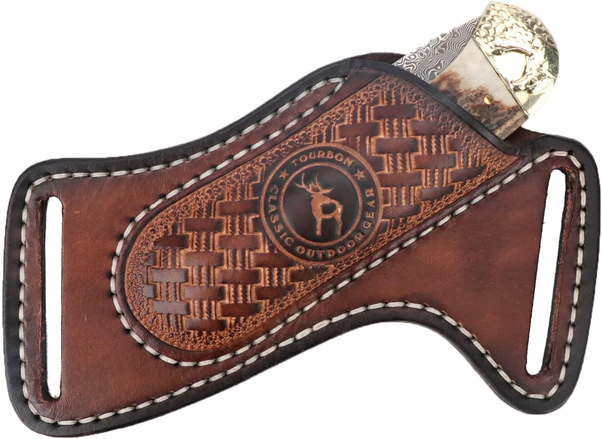 Leather Knife Sheath for Belt Pocket Folding Knife Holder Compact Draw Knifes Carrier EDC Tools Holster