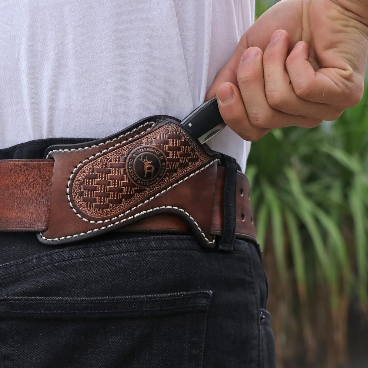 Leather Knife Sheath for Belt Pocket Folding Knife Holder Compact Draw Knifes Carrier EDC Tools Holster