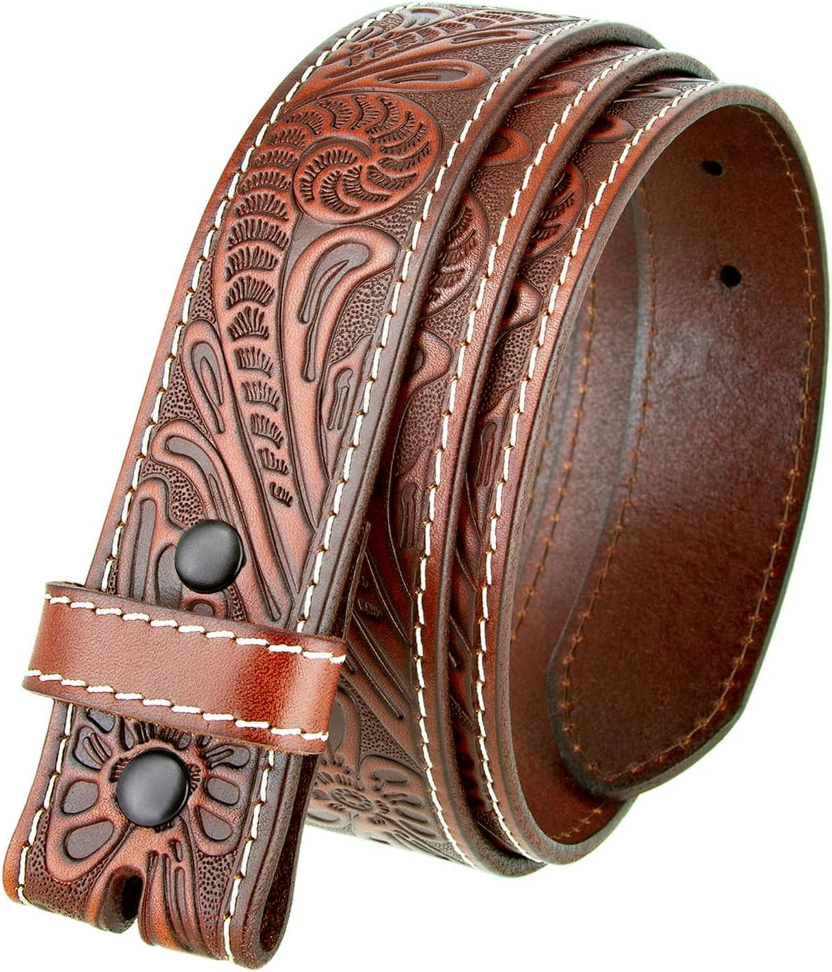 Genuine Full Grain Western Engraved Tooled Leather Belt Strap or Belt 1-1/2" Wide, Multi-Style Options
