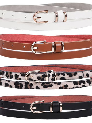 4Packs  Women'S Skinny Leather Belt Thin Waist Belts for Pants Jeans Dresses