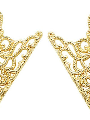 Retro Hollow Pattern and Angle Triangle Collar Pins Brooch Clip Pin Brooches Shirt Collar Decoration Parts