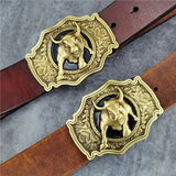 Brass Bull Cowboy Belt Buckle Men Belt Thick Genuine Leather Belt Men Ceinture Homme Cinturon Jeans Strap Waist Belt MBT0524