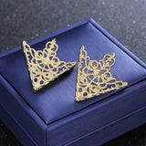 Retro Hollow Pattern and Angle Triangle Collar Pins Brooch Clip Pin Brooches Shirt Collar Decoration Parts