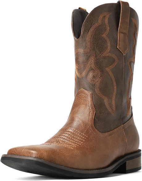 Cowboy Boots for Men - Western Boot Men'S Cowboy Boots with Square Toe | Cowboy Western Boot | Pull-On Boots| Old West Style Embroidered