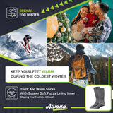 Mens Merino Wool Crew Socks Thermal and Warm Socks for Winter Work Hiking Running 3 Pairs