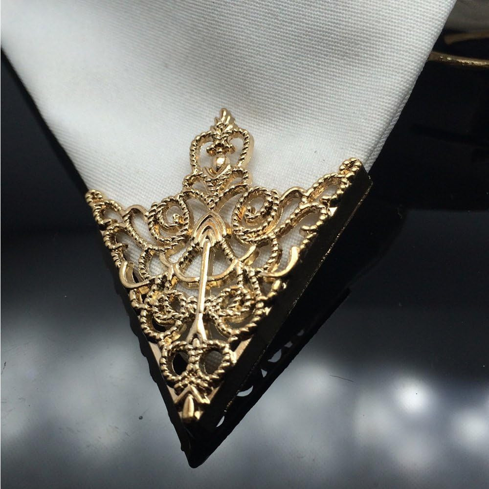 2Pair Brooches Accessories Palace Retro Hollow Pattern Shirt Collar Brooch Buckle Angle Triangle