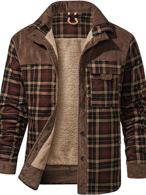 Men'S Outdoor Casual Vintage Long Sleeve Plaid Flannel Button down Shirt Jacket