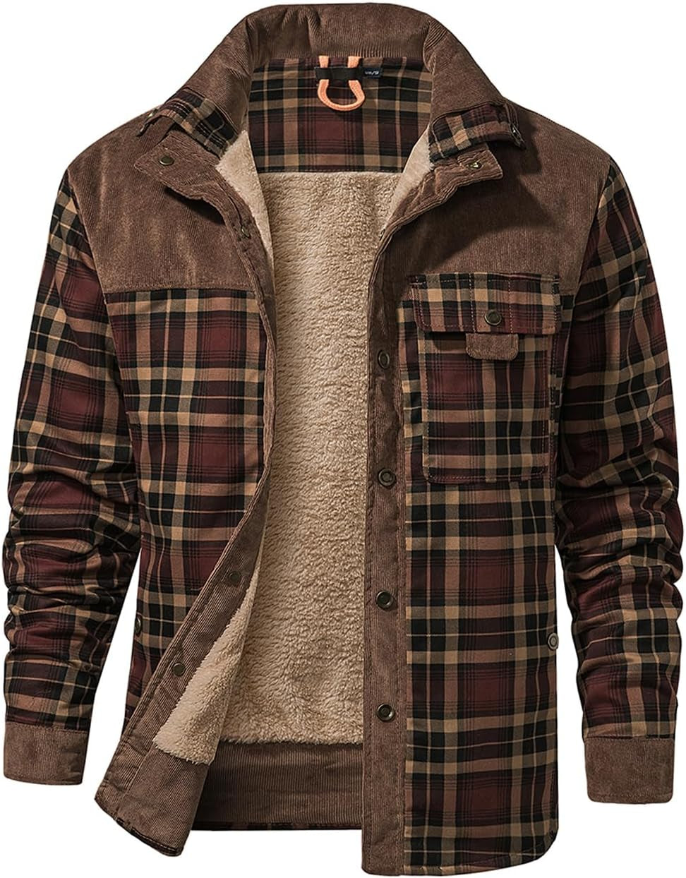 Men'S Outdoor Casual Vintage Long Sleeve Plaid Flannel Button down Shirt Jacket