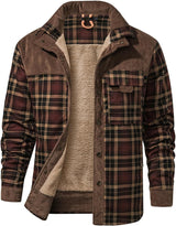 Men'S Outdoor Casual Vintage Long Sleeve Plaid Flannel Button down Shirt Jacket