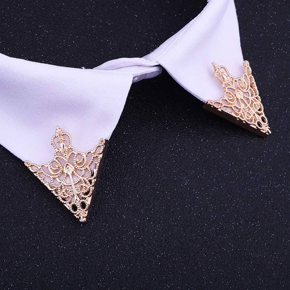 Retro Hollow Pattern and Angle Triangle Collar Pins Brooch Clip Pin Brooches Shirt Collar Decoration Parts