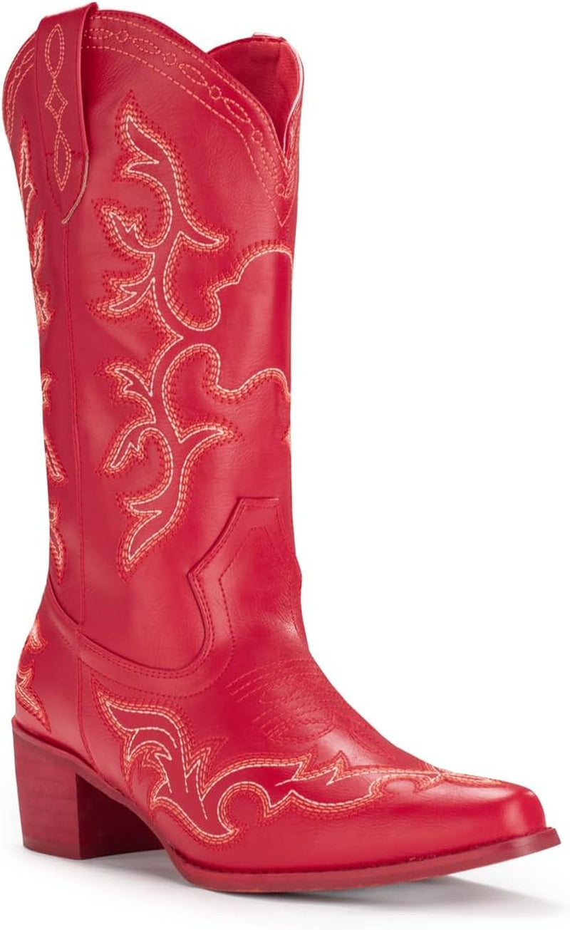 Women's Classic Western Cowgirl Boots | Fashionable Embroidered Pointy Toe