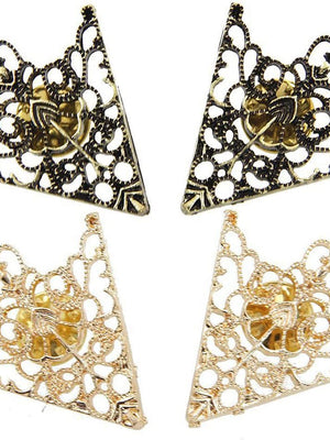 2Pair Brooches Accessories Palace Retro Hollow Pattern Shirt Collar Brooch Buckle Angle Triangle