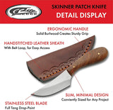 4.75” Small Slim Skinner Patch Outdoor Hunting Knife with Brown Leather Sheath (DH-7990)