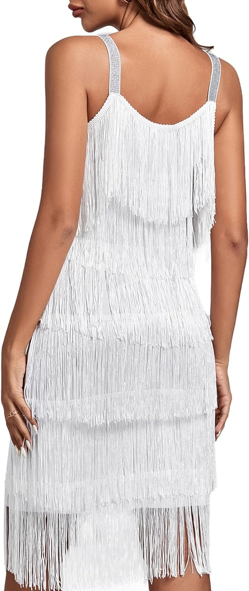  Roaring Twenties Elegance: Women's Gatsby-Inspired Flapper Dress | Luxurious Sleeveless Tiered Fringe Cocktail Party Attire