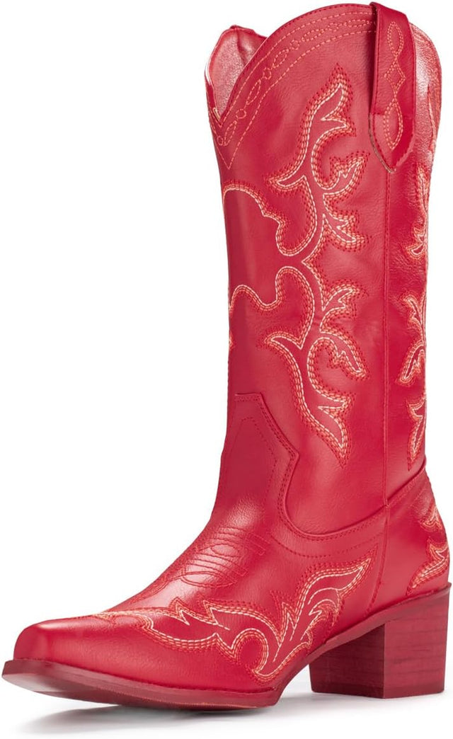 Women's Classic Western Cowgirl Boots | Fashionable Embroidered Pointy Toe