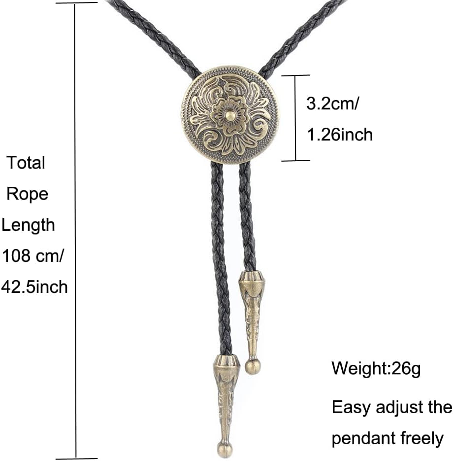 Native American-Inspired Bolo Tie | Unisex Rodeo Cowboy Leather Necktie