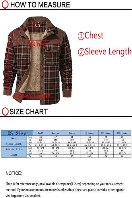 Men'S Outdoor Casual Vintage Long Sleeve Plaid Flannel Button down Shirt Jacket